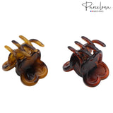 Parcelona French Petunia Mini 1” Celluloid Set of 2 Hair Claw Clips for Women