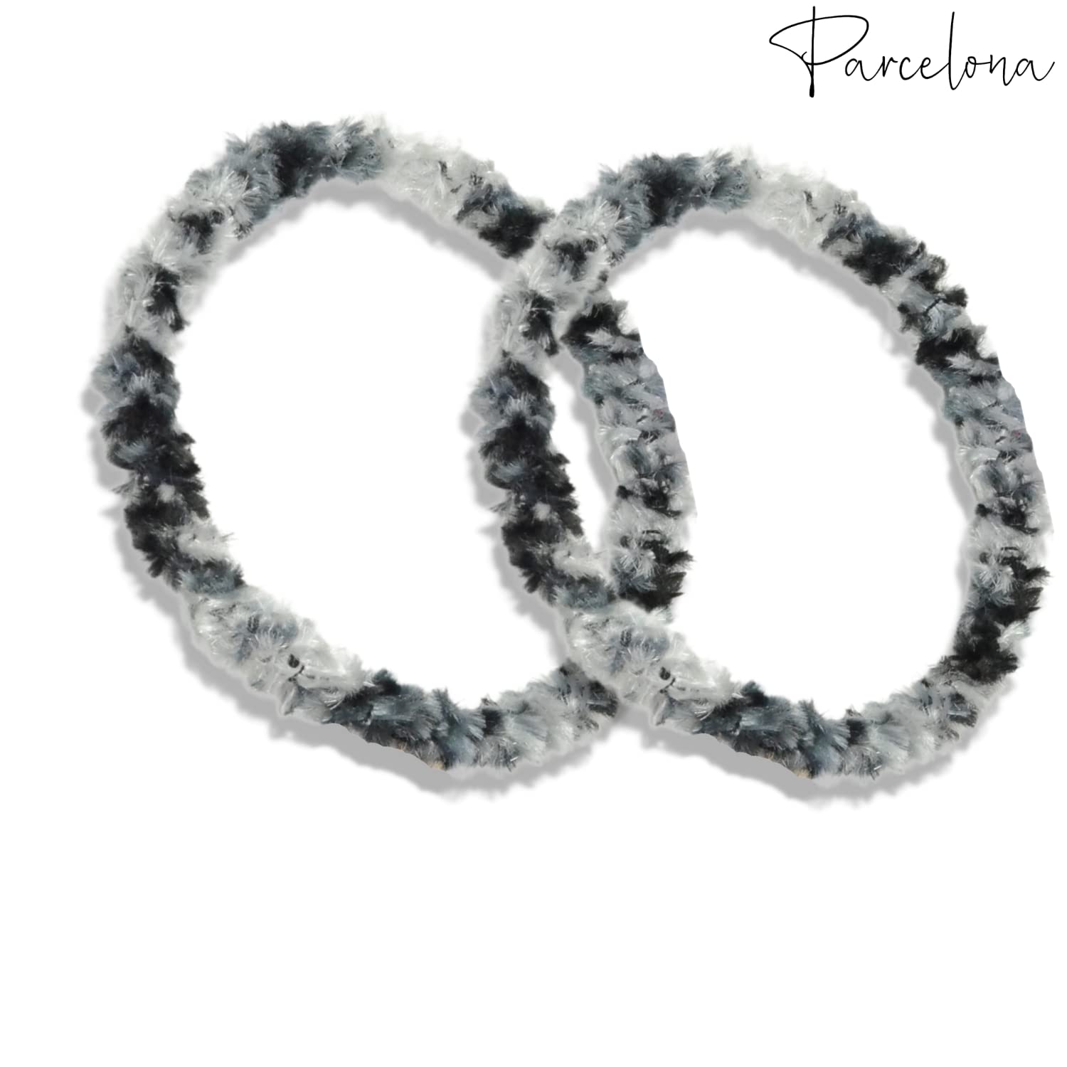Parcelona Flexible Set of 4 Chenille Ponytail Holder Elastic Hair Ties