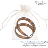 Parcelona French Bold 3/4" Wide Set of 2 Headband for Women((Shell Brown)