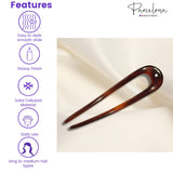 Parcelona French Twist Bun Shell Celluloid Crystal Hair U Stick Pin