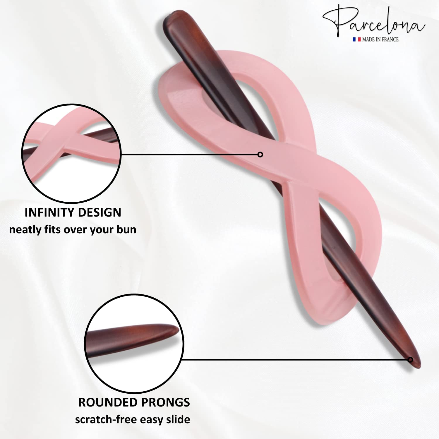 Parcelona French Infinity Medium Cellulose Set of 2 Hair Slider Bun Covers