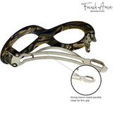 French Amie Infinity Loop 3” Celluloid Handmade Automatic Hair Barrette