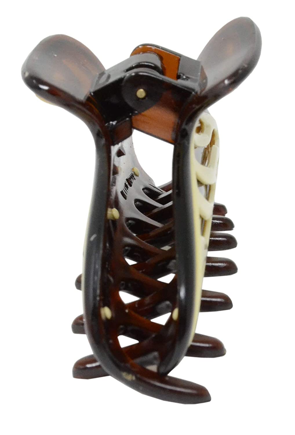 Parcelona French Zebra Ivory Medium Shell 3 ½” Celluloid Jaw Hair Claw