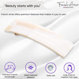 French Amie Medium Fine Wide Rectangular Handmade Automatic Hair Barrette Clip