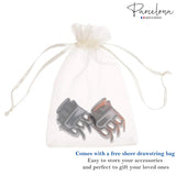 Parcelona French Glossy Square Very Small Celluloid Hair Claws for Women 2Pcs