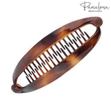 Parcelona French Curved Shell Medium Celluloid Ponytail Holder Banana Hair Clip