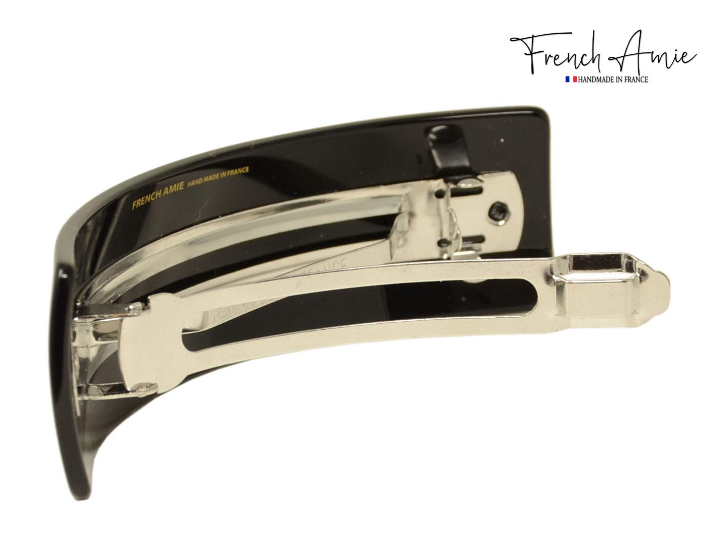 French Amie Handmade Curved Medium Automatic Strong Grip Hair Clip Barrette