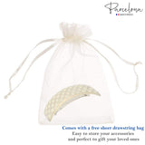 Parcelona French Curved Golden Touch Ivory Dots Volume Hair Clip Barrette