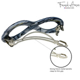French Amie Infinity Loop 3” Celluloid Handmade Automatic Hair Barrette
