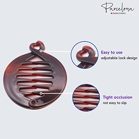 Parcelona French Round Fish Small Banana Hair Clip Set of 2(Black-Shell)