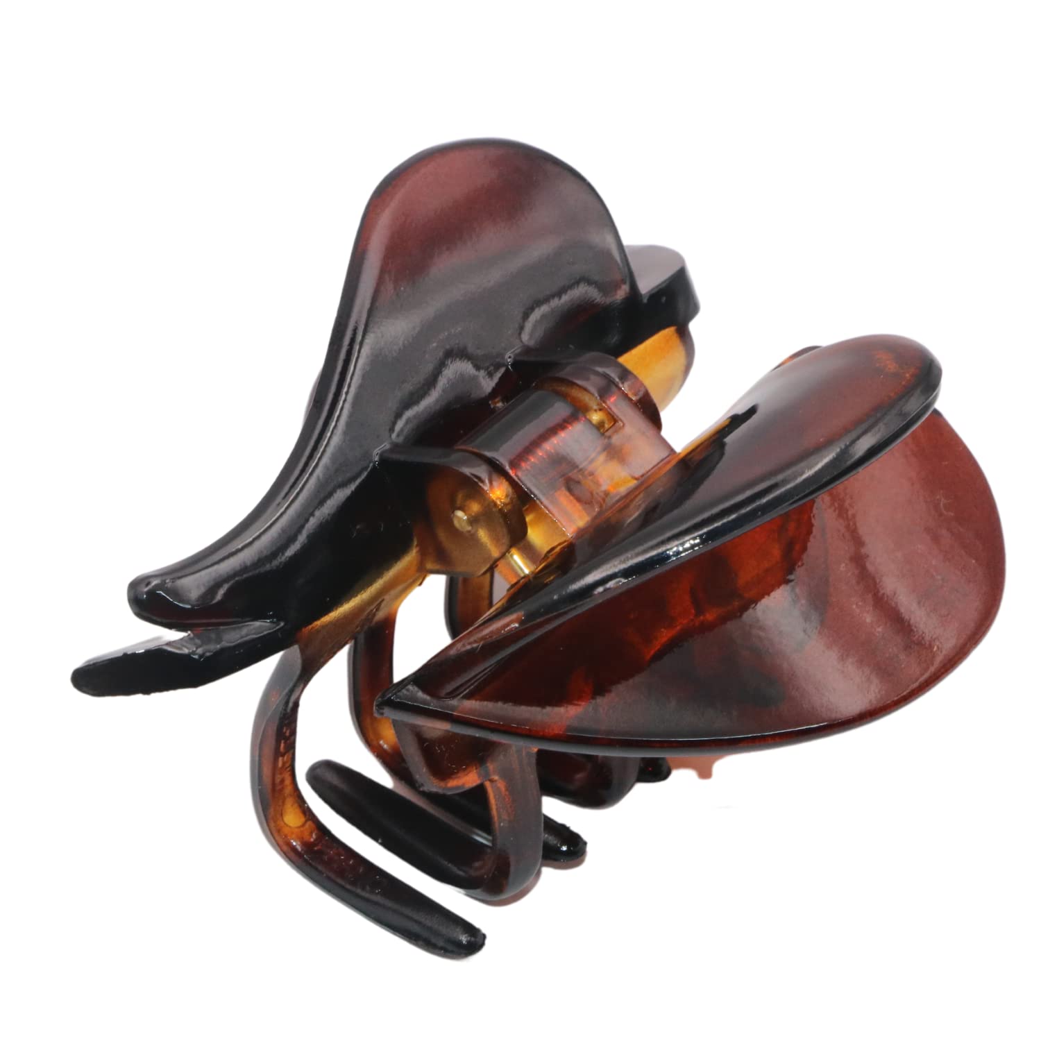 Parcelona French Heart Hair Claw Shell Small Celluloid Clip for Women
