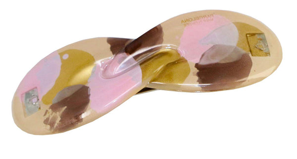 Parcelona French Hugs Pegasus Golden Pink Brown Splash Handpainted Hair Barrette