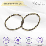Parcelona Thin Stripes Set of 4 Ponytail Holder Elastic Hair Ties  for Women