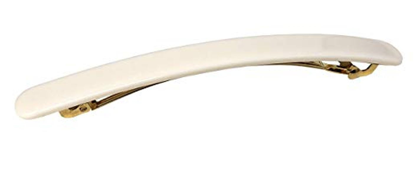 French Amie Skinny Lean Black Rounded Edges Handmade Hair Clip Barrette