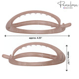 Parcelona French Plain Oval Simple Large Metal Free Hair Barrette for Women