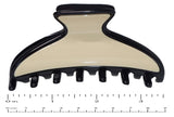 Parcelona French Solid Ivory with Black Rim Medium Covered Spring Hair Clip Claw