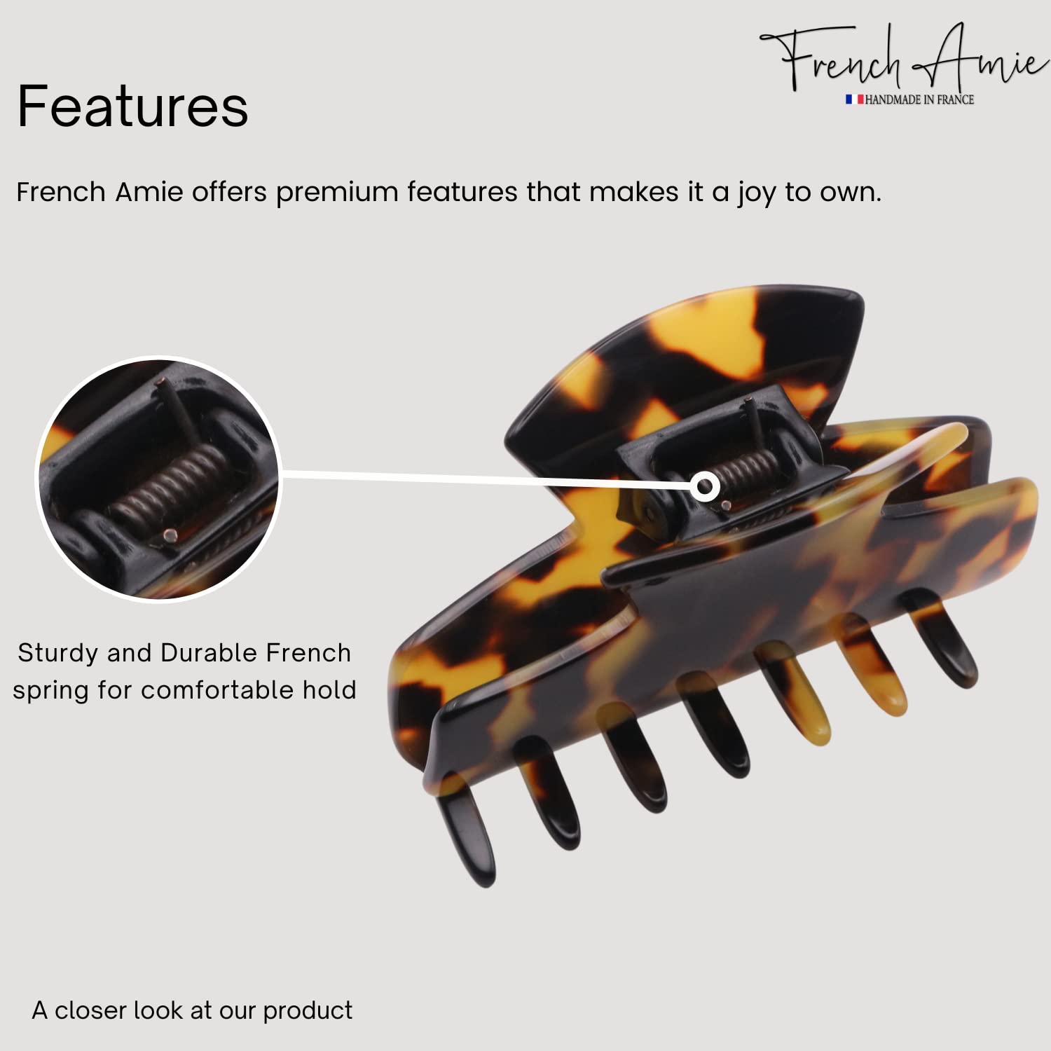 French Amie Chic Small Handmade Cellulose Acetate Jaw Hair Claw Clips