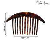 Parcelona French Tapered Edge Brown Large 11 Teeth Set of 2 Side Hair Combs