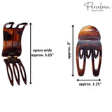 Parcelona French Simply Bear Paw Medium 3” Celluloid Set of 2 Hair Claw Clips