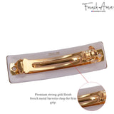 French Amie Rectangular Gold Glitter Celluloid Handmade Hair Clip Barrette