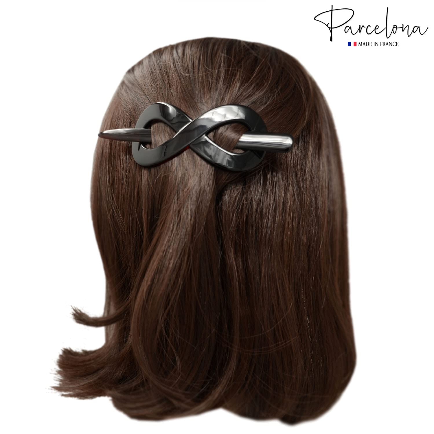 Parcelona French Infinity Medium Cellulose Hair Slider Bun Cover for Women