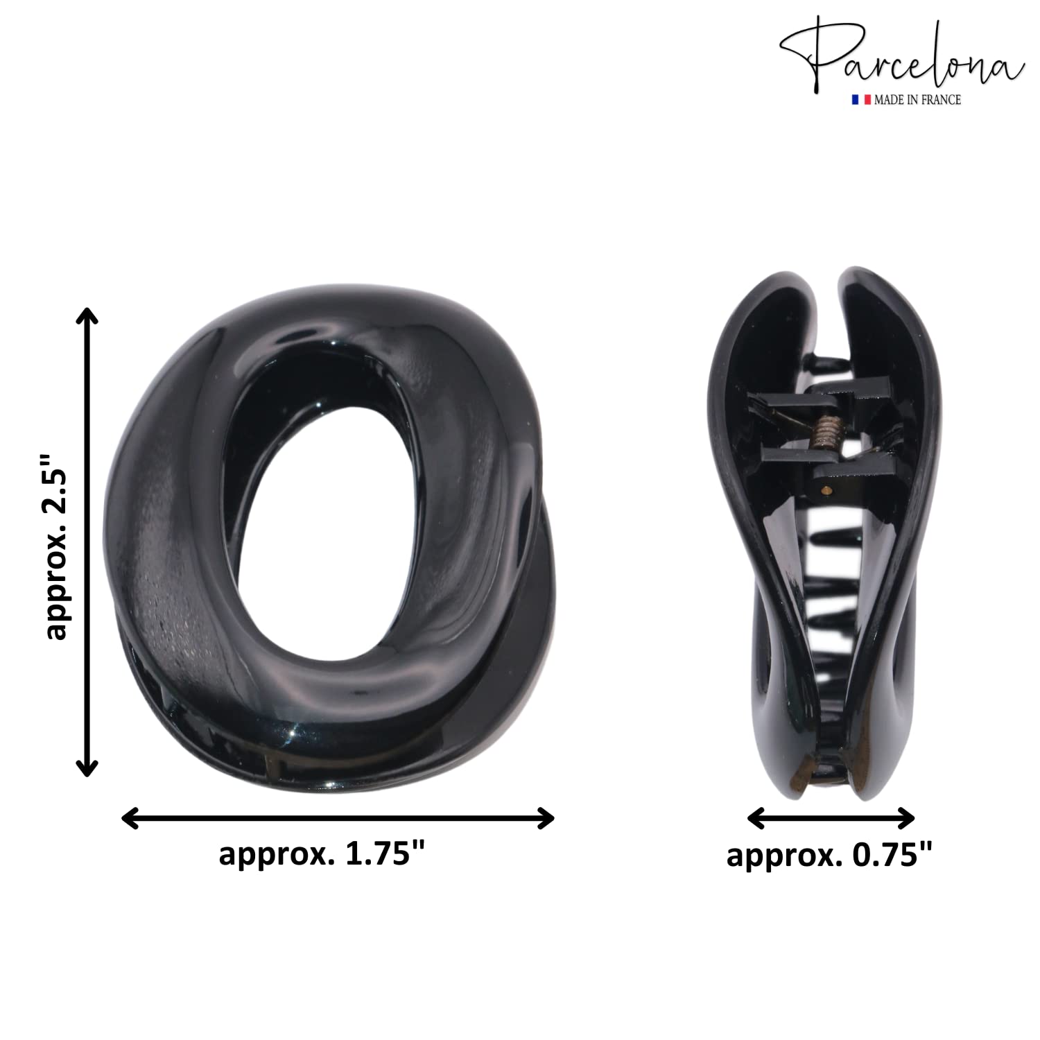 Parcelona French Flat Tube Cut out Small 2 1/2" Cellulose Set of 2 Hair Claws