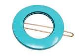 French Amie Magic Circle Blue Small Handmade Side Snap On Hair Barrette