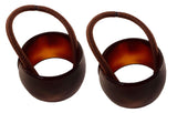 Parcelona French Cuff Rings Brown Small Celluloid Set of 2 Elastic Hair Tie