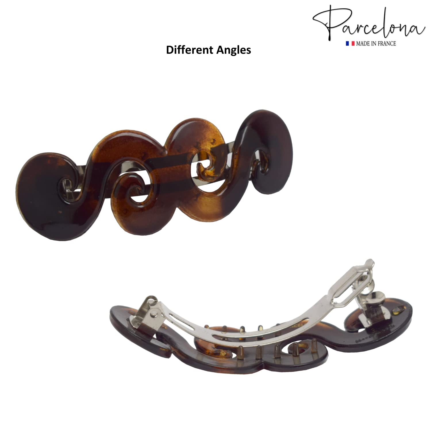 Parcelona French Swirl Medium Shell Cellulose Hair Clip Barrette 3 Inches