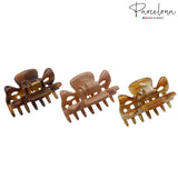 Parcelona French Classic 1.5" Small Celluloid Set of 3 Hair Claws for Women