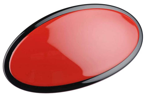French Amie Oval Red with Black Rim Large Handmade Celluloid Hair Clip Barrette