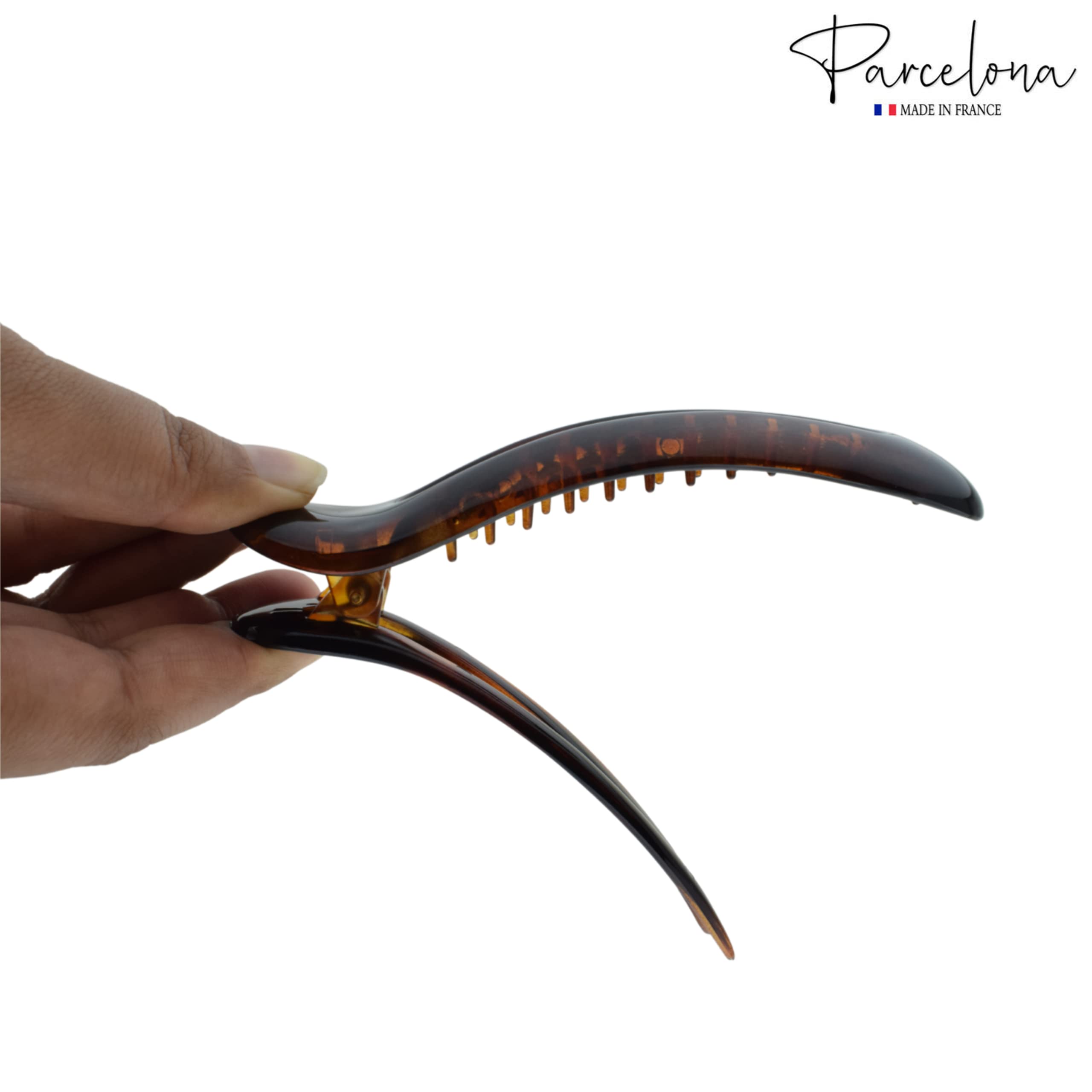 Parcelona French Oval Slider Large 4.75" Cellulose Side Hair Claw Clips(2 Pcs)