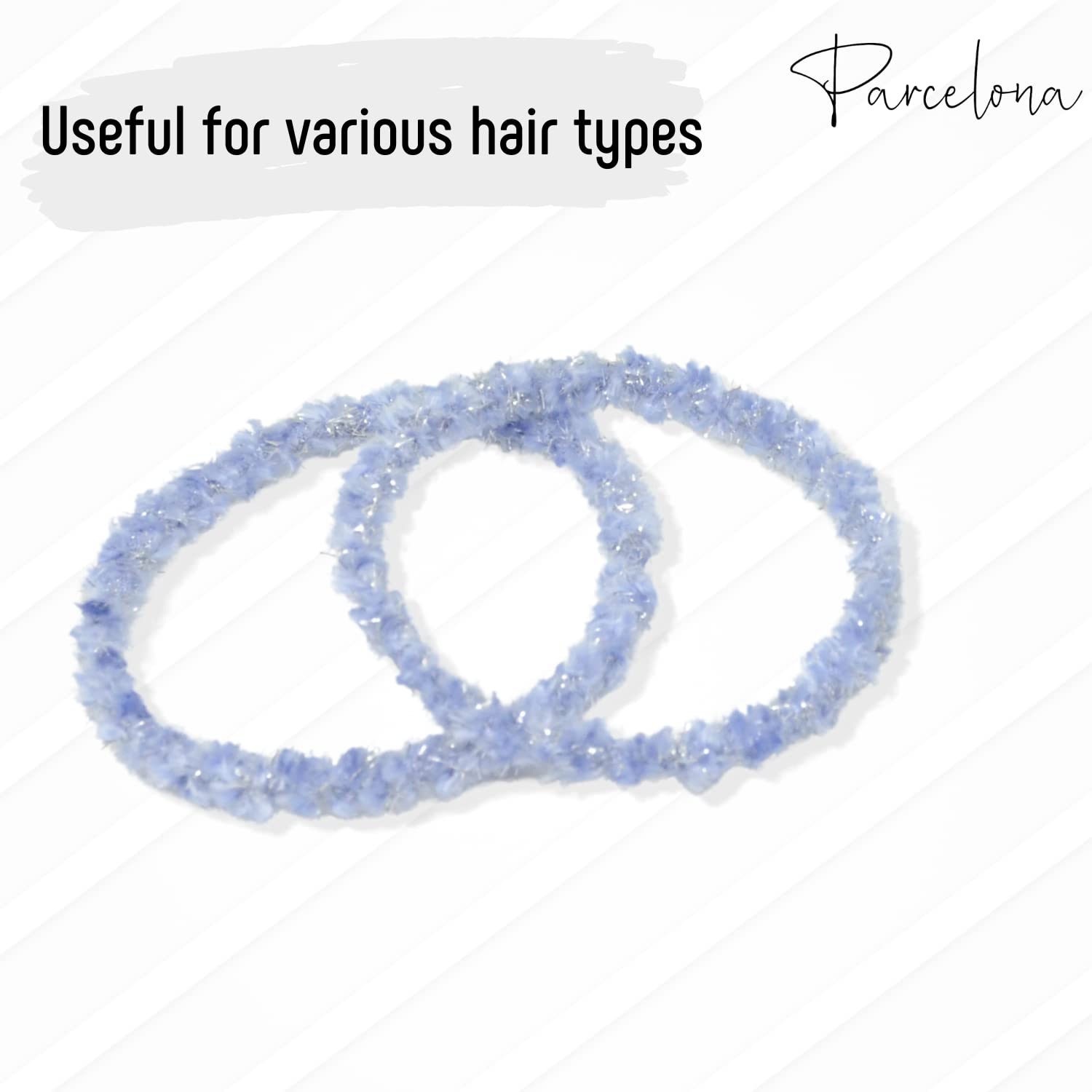 Parcelona Flexible Set of 4 Chenille Ponytail Holder Elastic Hair Ties