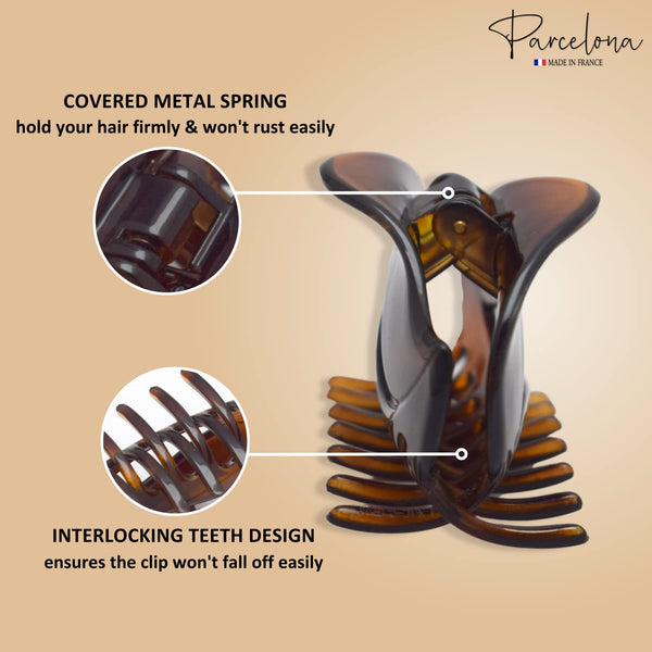 Parcelona French Swift Shell Jaw Hair Claw Clip Clamp with Covered Spr ...
