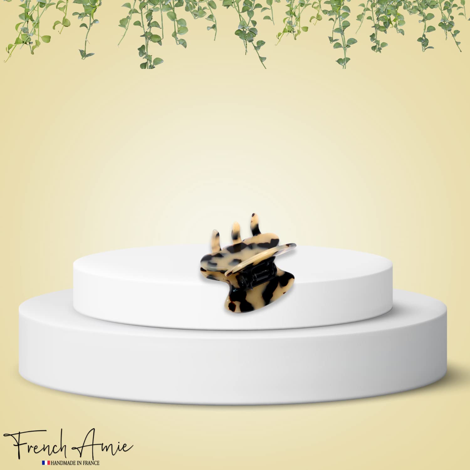 French Amie Flat Oval Small 1 3/4” Cellulose Handmade Hair Claw Clip for Women