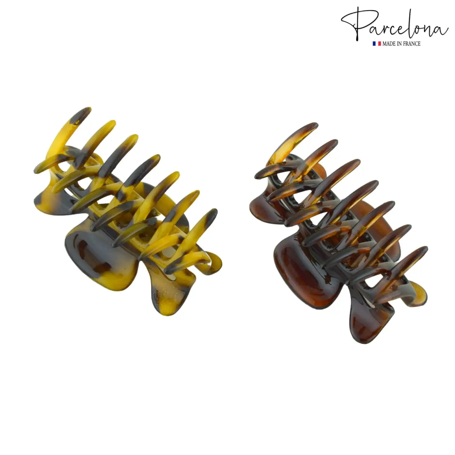 Parcelona French Classic Small 2.5" Celluloid Set of 2 Jaw Hair Claws for Women