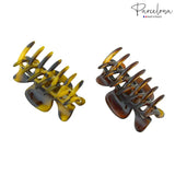 Parcelona French Classic Small 2.5" Celluloid Set of 2 Jaw Hair Claws for Women