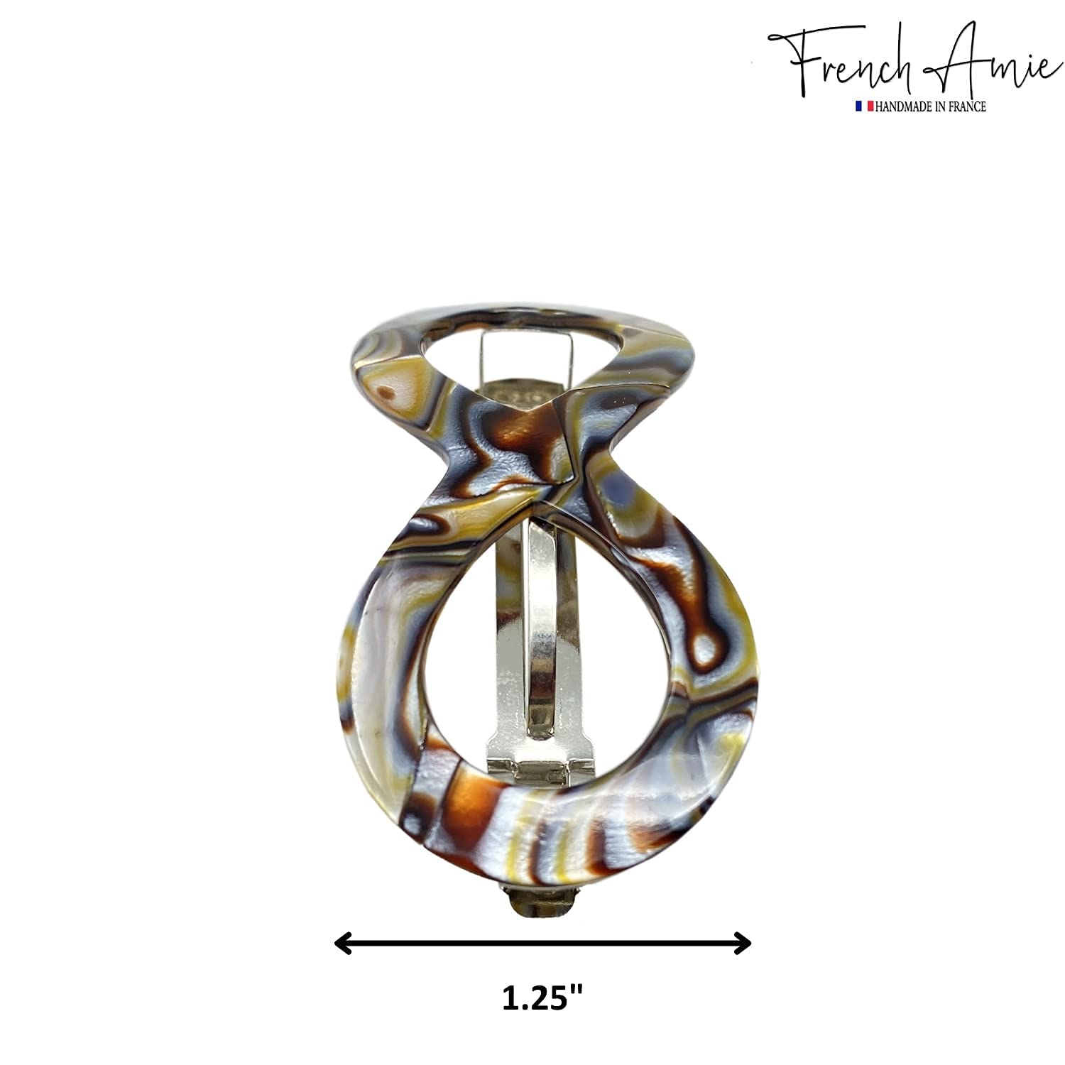 French Amie Infinity Loop 3” Cellulose Handmade Automatic Hair Barrette