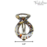 French Amie Infinity Loop 3” Celluloid Handmade Automatic Hair Barrette