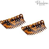 Parcelona French Swirl Savana Small Celluloid Set of 2 Side Hair Combs for Women