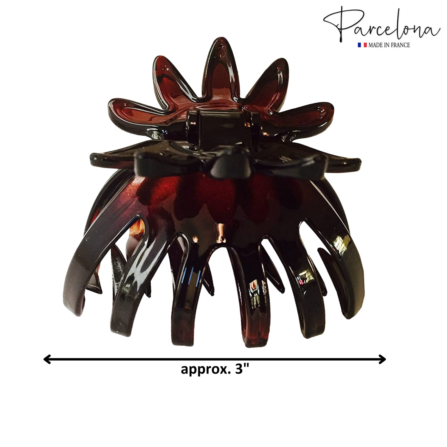 Parcelona France Flower Wide Shell Covered Spring Cellulose Hair Claw Clip