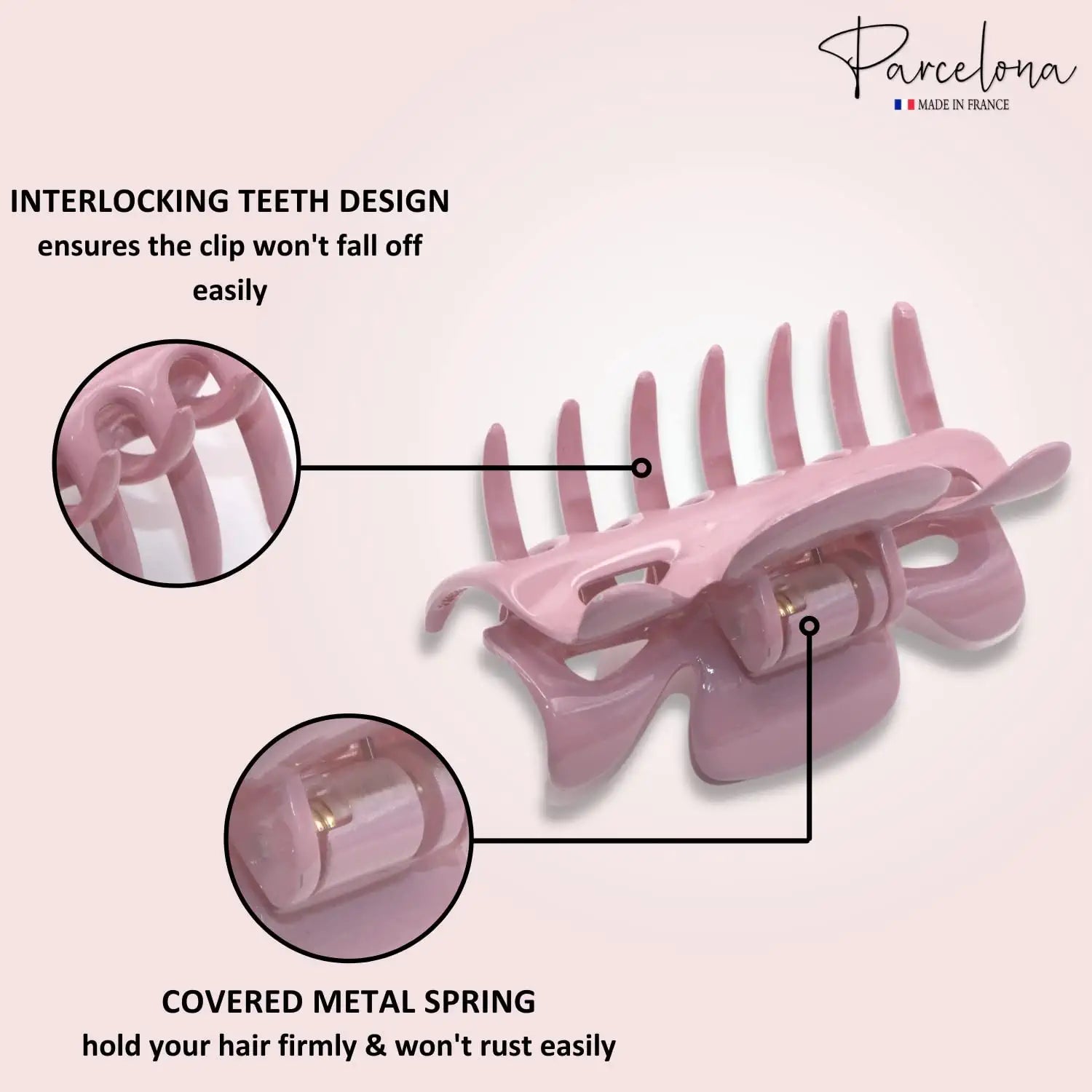 Parcelona French Classic Small 2.5" Celluloid Set of 2 Jaw Hair Claws for Women