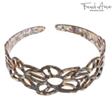 French Amie Flower Wide 1 1/2" Celluloid Handmade Flexible Headbands