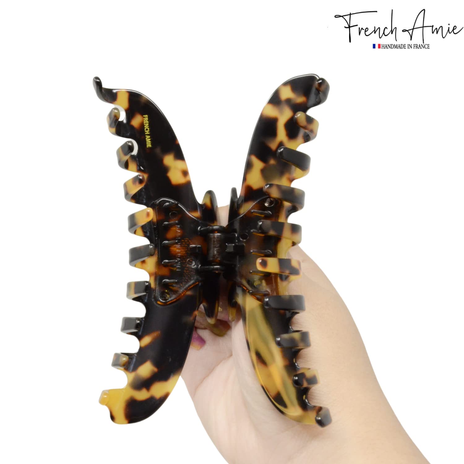 French Amie Contour Large 4 ¾” Cellulose Handmade Jaw Hair Claw Clip for Women