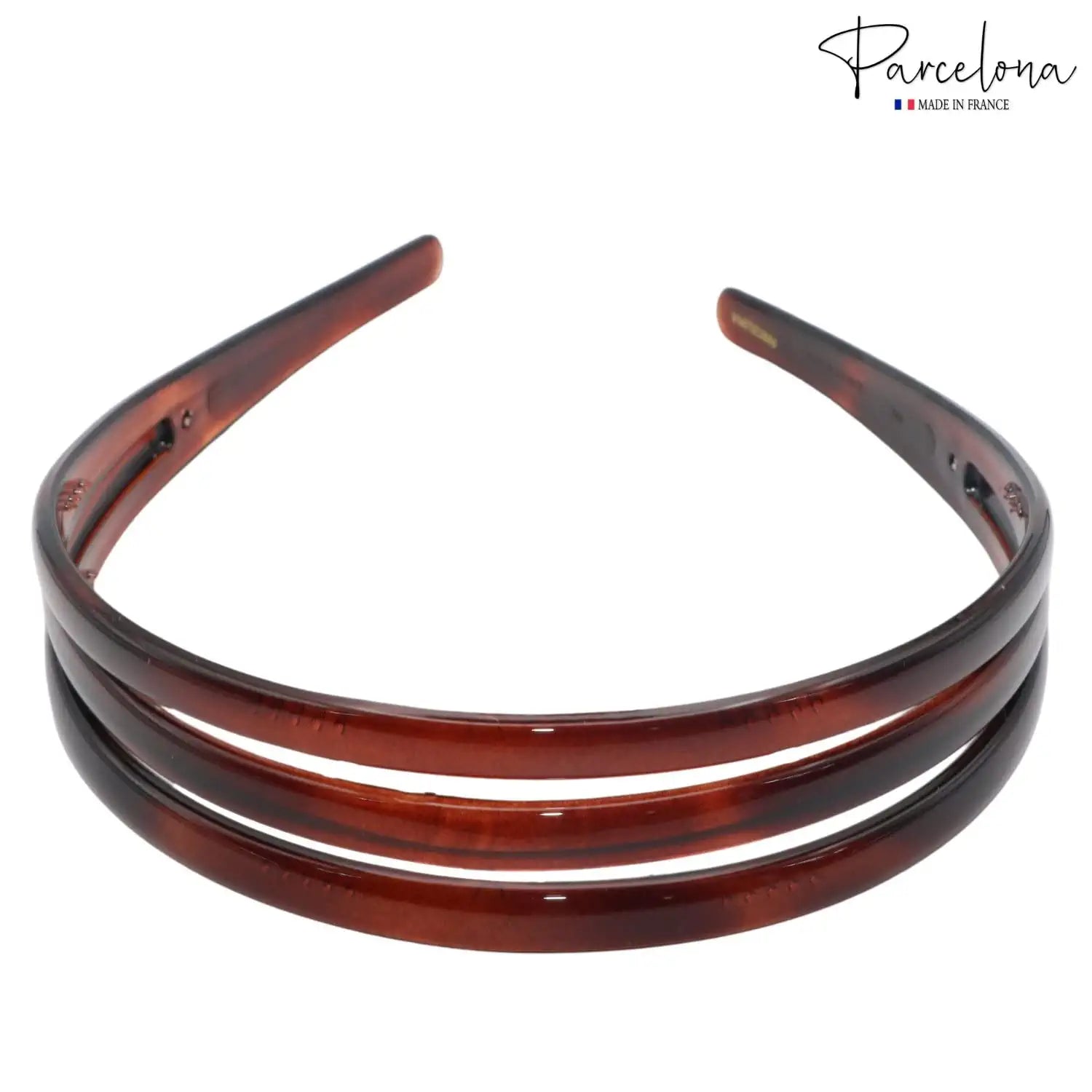 Parcelona French Triple Row 1 1/4" Wide Shell Brown Cellulose Acetate Headband