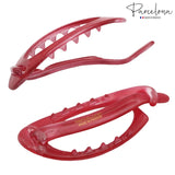 Parcelona French Plain Oval Small Celluloid Metal Free Hair Barrette for Women