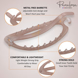 Parcelona French Plain Oval Simple Large Metal Free Hair Barrette for Women