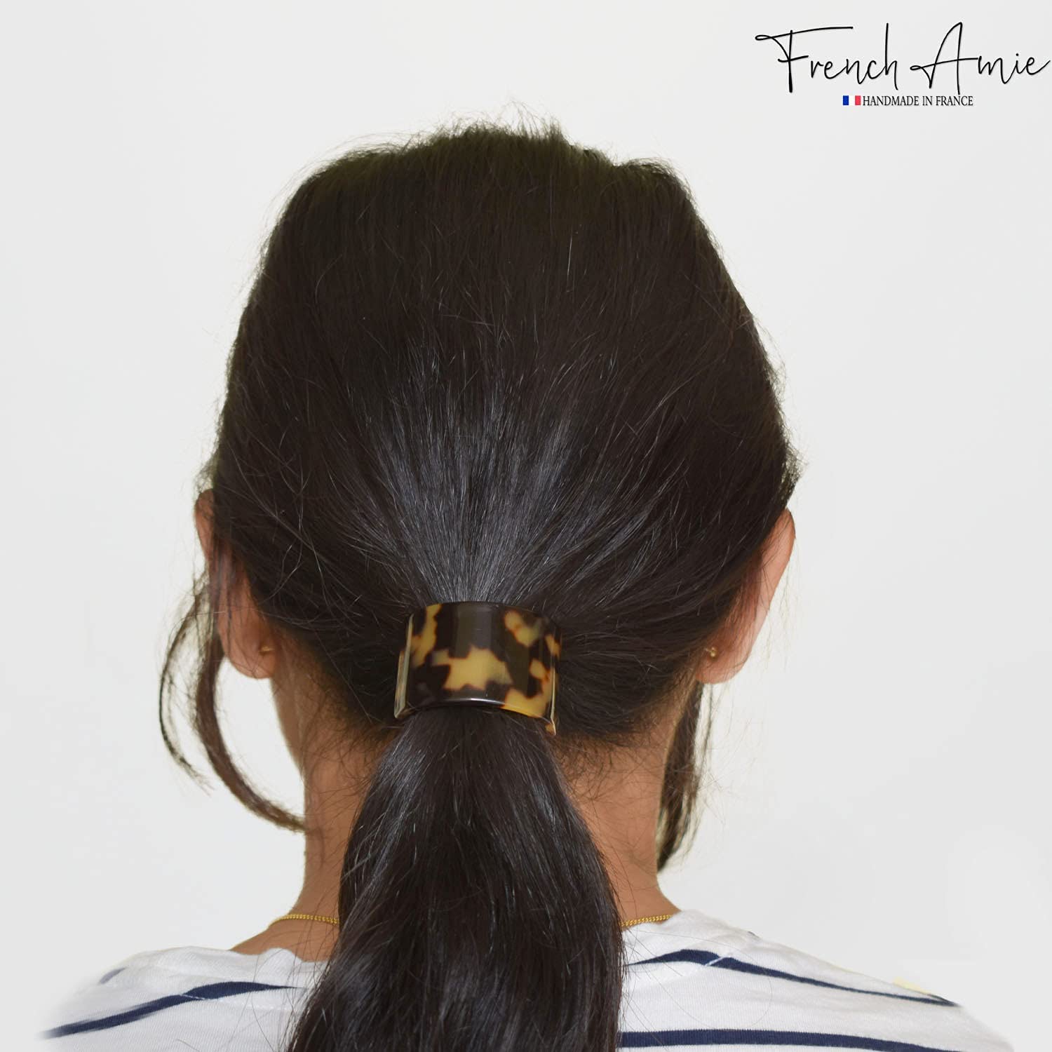 French Amie Canopy Cellulose Handmade Ponytail Elastic Hair Ties for Women