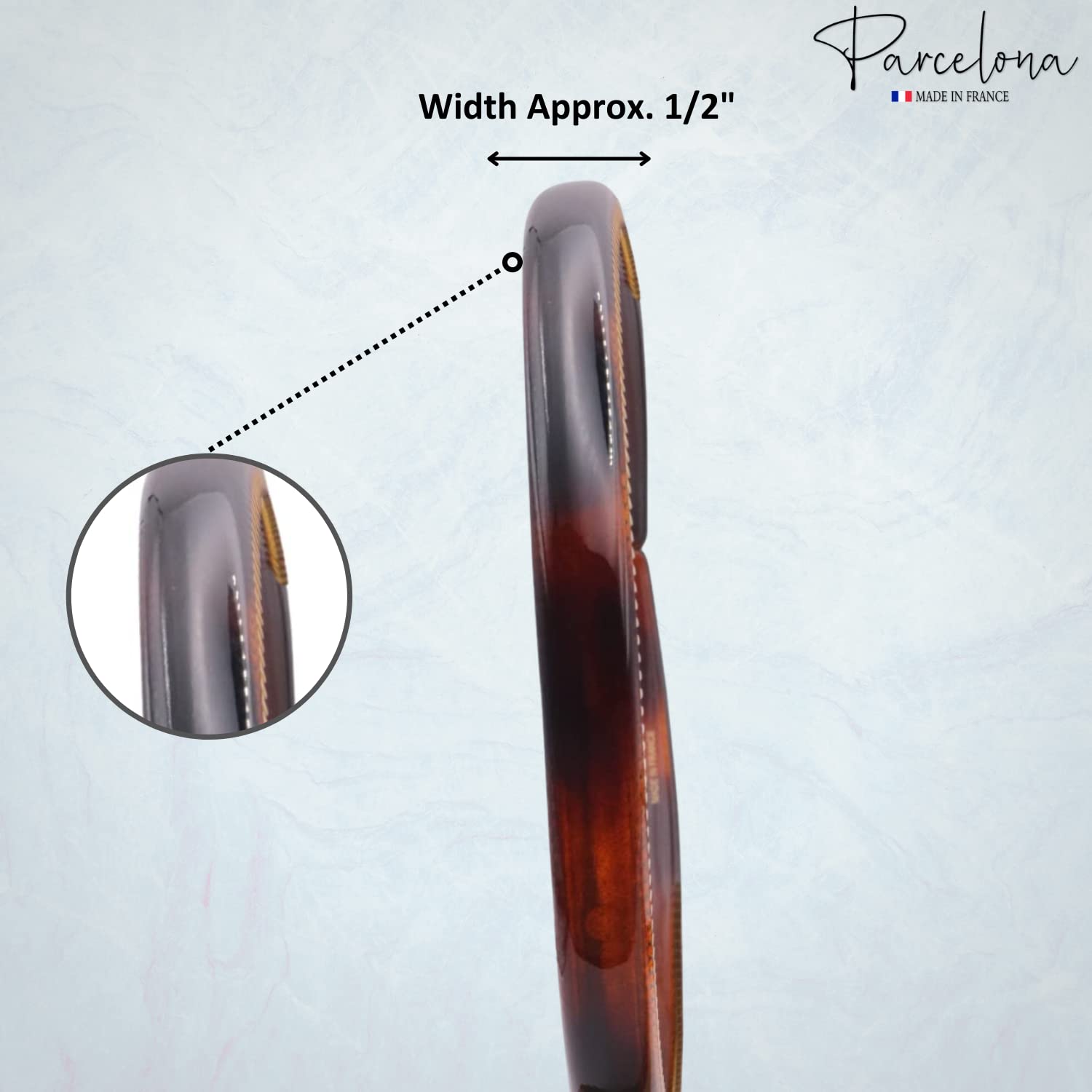 Parcelona French Narrow Thin Wide 1/2" Shell Cellulose Headband for Women 2 pcs