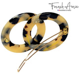 French Amie Twin Round White Tokyo  Side Slide Hair Clip Barrette